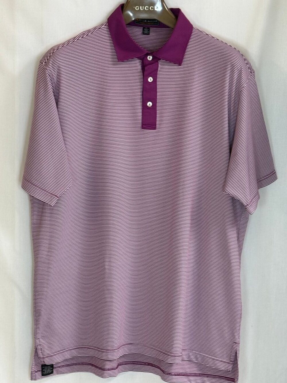 NWOT Peter Millar Men's Short Sleeves w/ Collar Striped Polo Shirt - Purple - XL